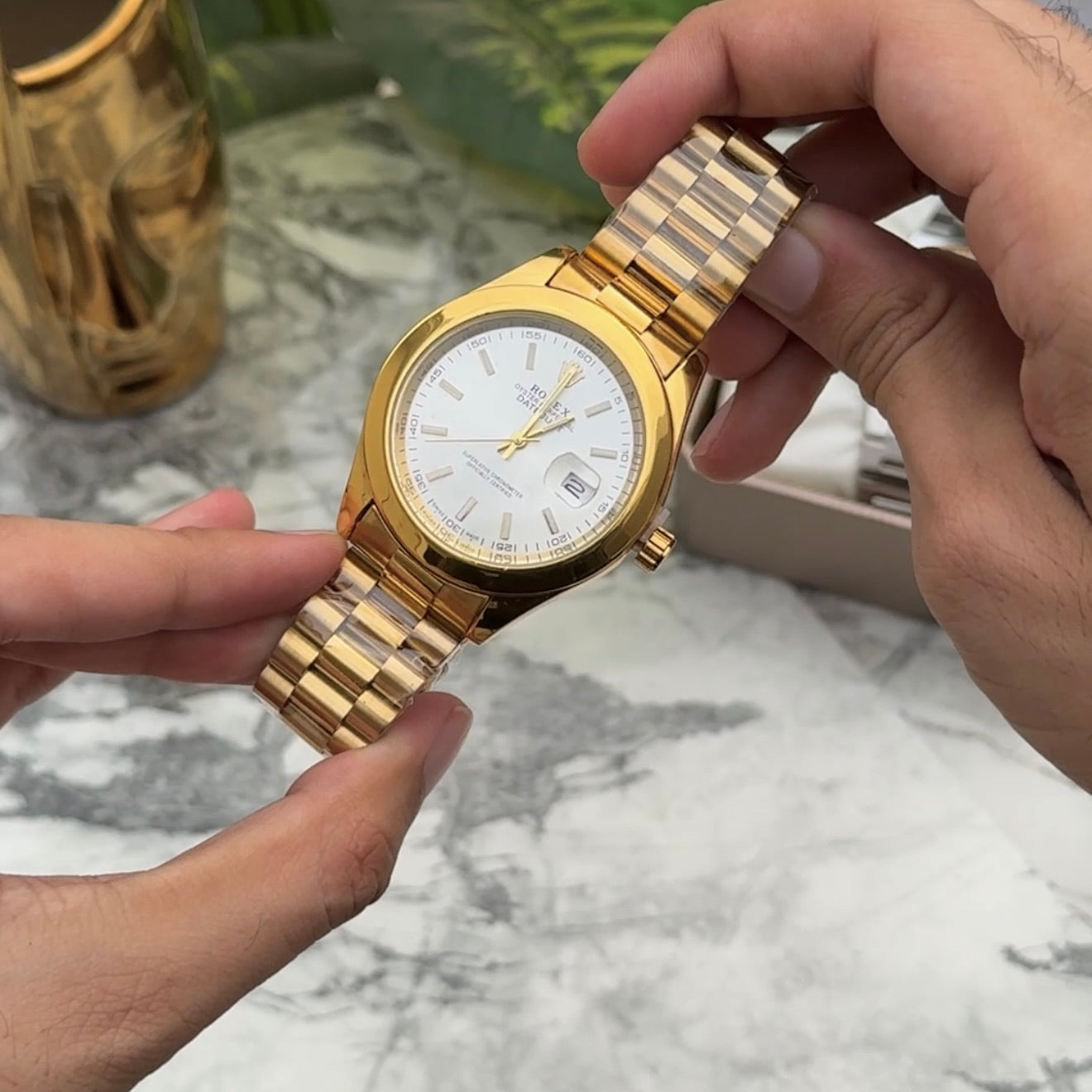 Rolex Full Golden Chain – White Dial