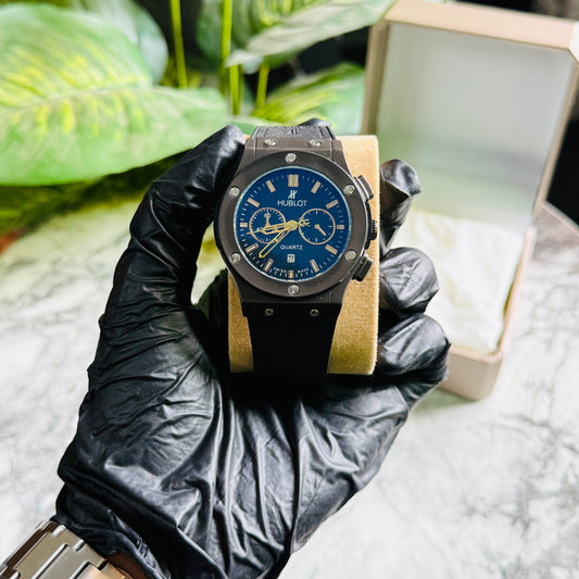 Hublot Full Black Leather – Golden Needles Edition