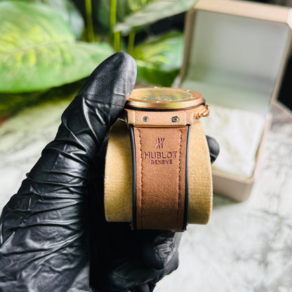 Hublot Brown Leather – Golden Dial