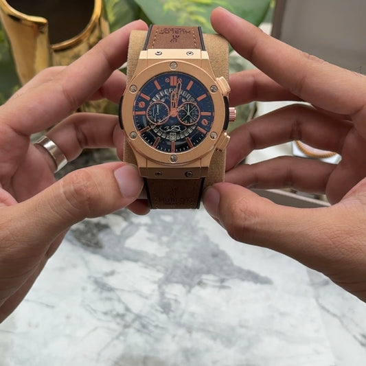 Hublot Brown Leather – Golden Dial