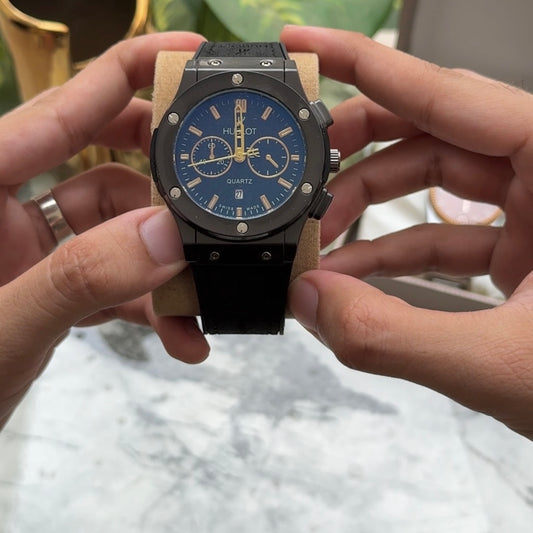 Hublot Full Black Leather – Golden Needles Edition